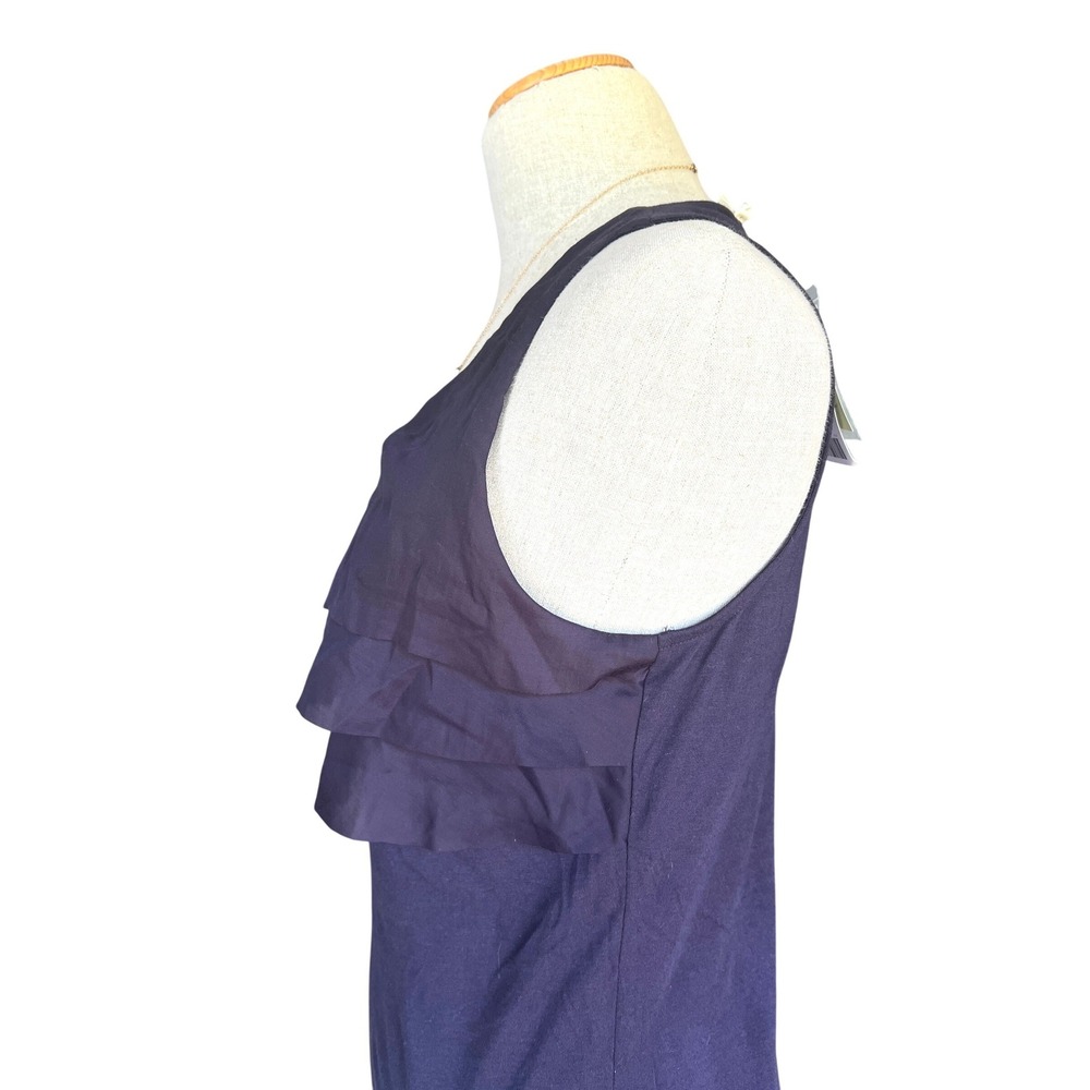 Deletta Anthropologie Plum Navy Ruffled Mixed Media Tank Top Size M NEW Boho - Picture 2 of 10